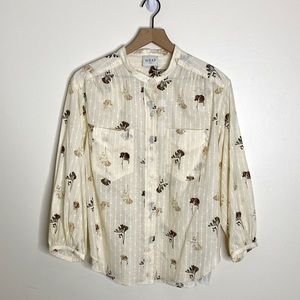 Wrap London Collarless Printed Blouse